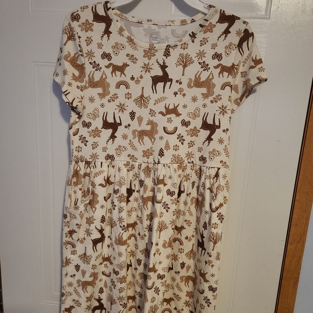 Wonder Nation Cream and Brown Unicorn Dress